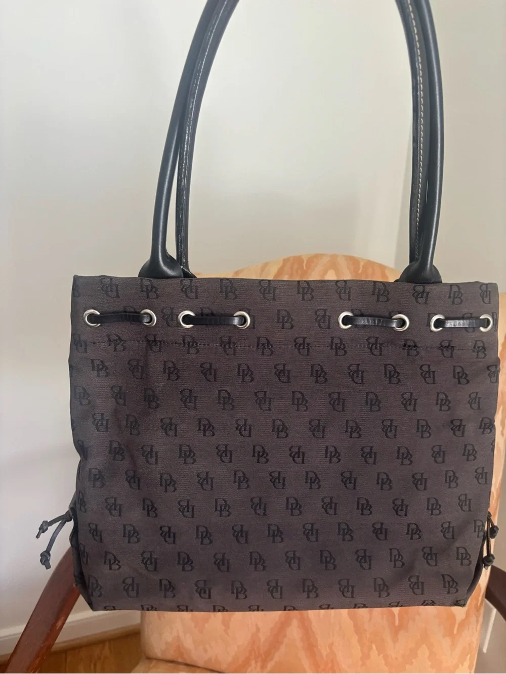 90’s Dooney & Bourke Brown and Black Monogram Tote